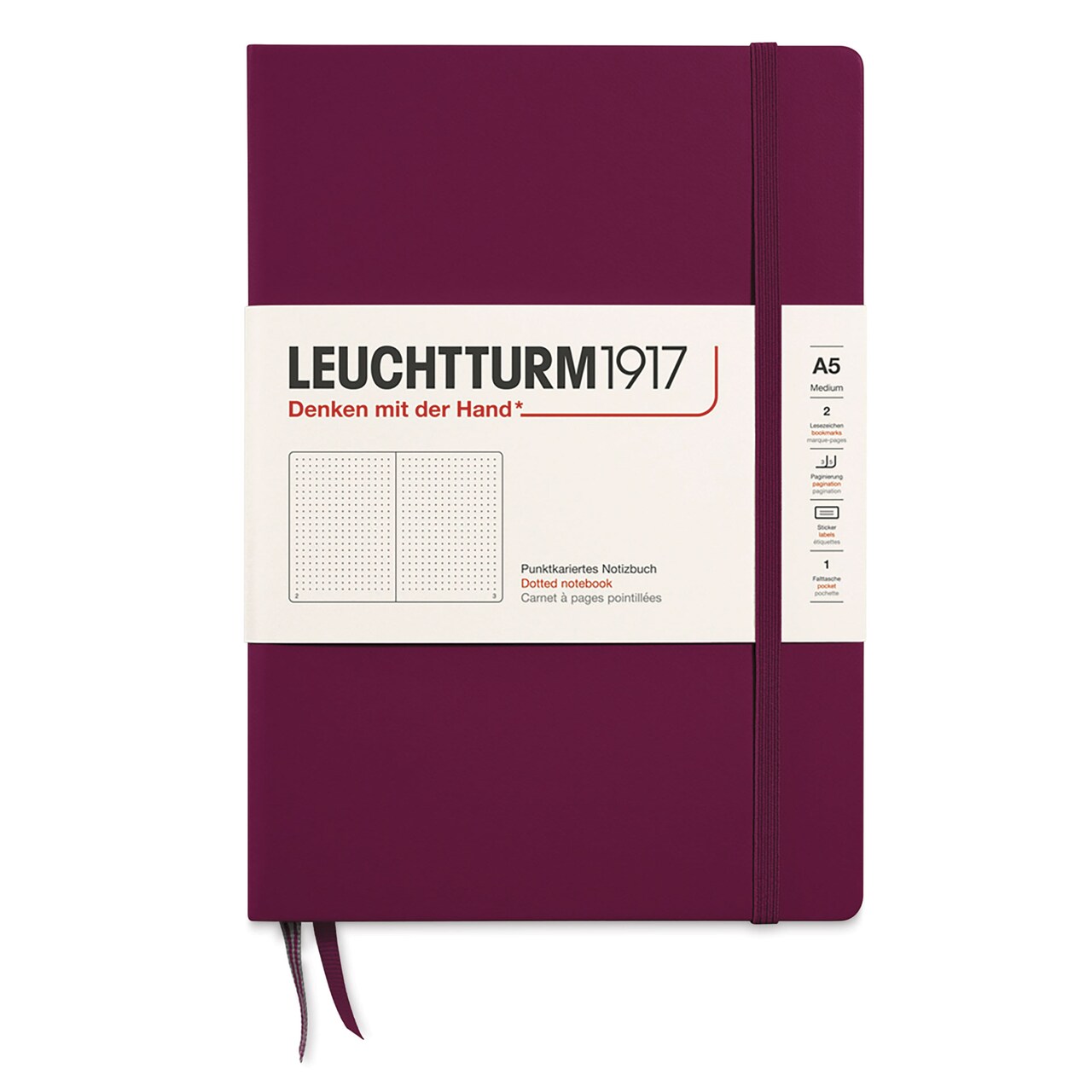 Leuchtturm1917 Dotted Hardbound Notebook - Port Red, 5-3/4" x 8-1/4"